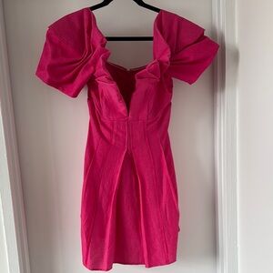 Cult Gaia Pink Sheath Mini Dress with Puff Sleeves